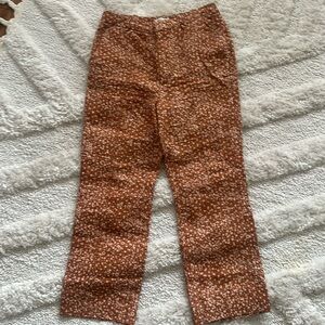 Free People floral ankle length pants 
100% linen 
Size 8